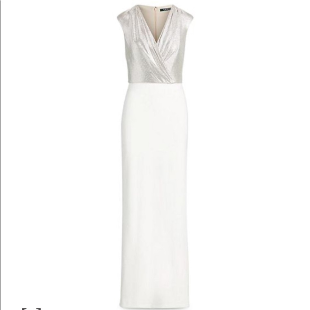 Ralph Lauren white and silver formal dress